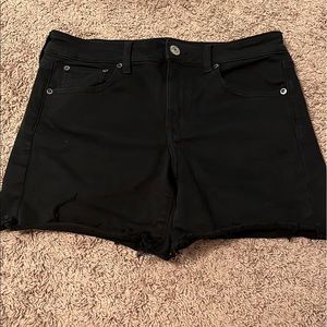 american eagle black denim stretch shorts